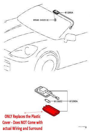Clear Interior Light Dome Cover (Replaces Dark Type) for Mazda MX-5 Mk2 NB 1998 to 2005 #2